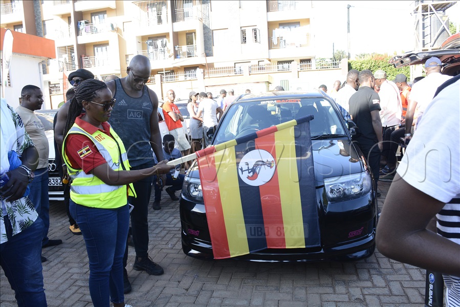 Prosy Mbabazi, the president of the Forester Nation Uganda flagging off the fundraising process aimed at contributing funds to the special need children of Namutamba Rehabilitation Centre .This was at Mogas Naalya on April 7, 2023
